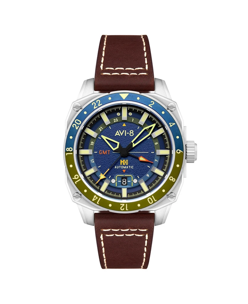Avi-8 Men's Hawker Hunter Atlas Gmt Automatic Leather Strap Watch