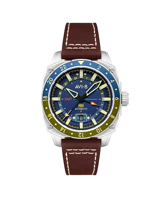 Avi-8 Men's Hawker Hunter Atlas Gmt Automatic Leather Strap Watch