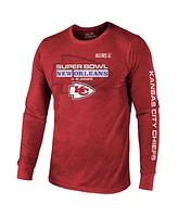 Majestic Men's Red Kansas City Chiefs Super Bowl Lix Tri-Blend Long Sleeve T-Shirt