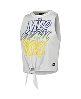 The Wild Collective Women's White Milwaukee Brewers Twisted Tie Front Tank Top