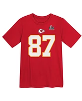 Nike Preschool Travis Kelce Red Kansas City Chiefs Super Bowl Lix Player Name Number T-Shirt