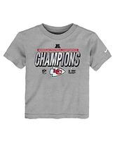 Nike Toddler Heather Gray Kansas City Chiefs 2024 Afc Champions Locker Room Trophy Collection T-Shirt