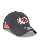 New Era Men's Graphite Kansas City Chiefs Super Bowl Lix Side Patch 9TWENTY Adjustable Hat