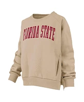 Pressbox Women's Khaki Florida State Seminoles Pocketed Raglan Pullover Sweatshirt