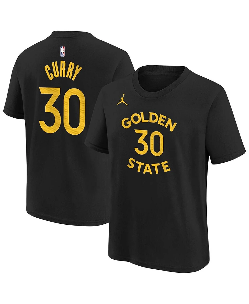 Jordan Big Boys and Girls Stephen Curry Black Golden State Warriors Statement Name Number T-Shirt