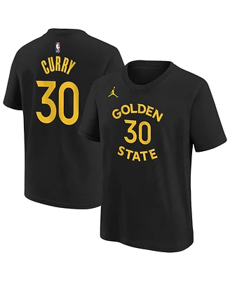 Jordan Big Boys and Girls Stephen Curry Black Golden State Warriors Statement Name Number T-Shirt