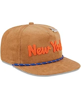 New Era Men's Tan New York Knicks Victory Grove Corduroy Sneaker Pin Golfer Adjustable Hat