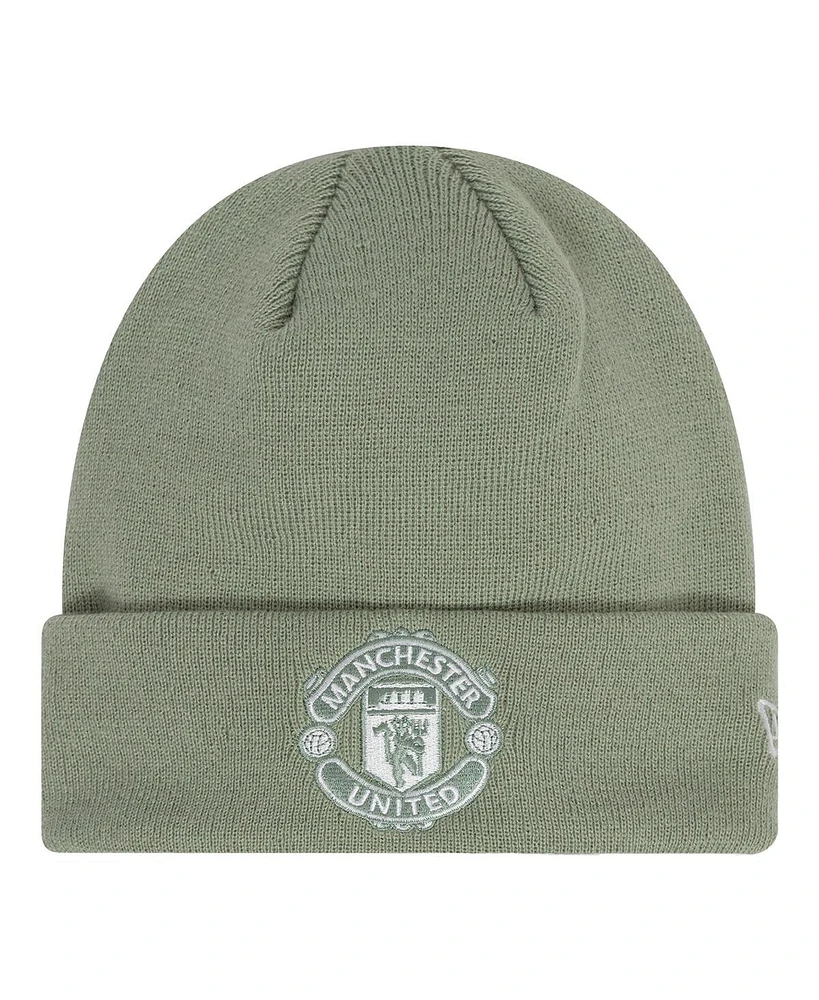 New Era Men's Olive Manchester United Seasonal Cuffed Knit Hat