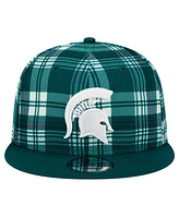 New Era Men's Green Michigan State Spartans Plaid 9FIFTY Snapback Hat