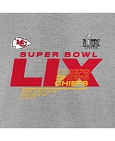 Fanatics Men's Heather Gray Kansas City Chiefs Super Bowl Lix Big Tall Quick Pass Long Sleeve T-Shirt