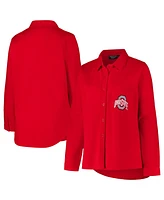 Fanatics Women's Scarlet Ohio State Buckeyes Plus Button-Up Shacket