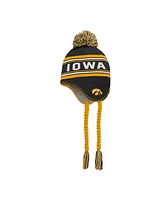 Fanatics Big Boys and Girls Black Iowa Hawkeyes Jacquard Tassel with Pom Knit Hat