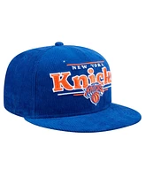 New Era Men's Blue New York Knicks Throwback Display Corduroy 9FIFTY Snapback Hat