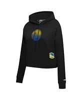 Pro Standard Women's Black Golden State Warriors Jewels Cropped Pullover Hoodie