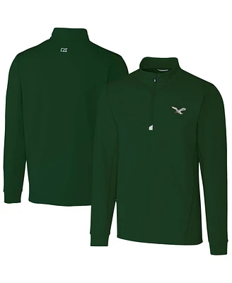 Cutter & Buck Men's Hunter Green Philadelphia Eagles Traverse Stretch Quarter-Zip Pullover