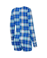 Concepts Sport Women's Royal/Red Philadelphia Phillies Ashford Plaid V-Neck Knit Romper