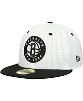 New Era Men's White/Black Brooklyn Nets Throwback 2Tone 59FIFTY Fitted Hat