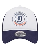 New Era Men's White/Navy Detroit Tigers Spring Training Circle Foam A-Frame 9FORTY Trucker Adjustable Hat