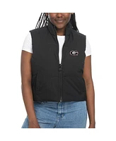 ZooZatz Women's Black Georgia Bulldogs Cropped Puffer Full-Zip Vest