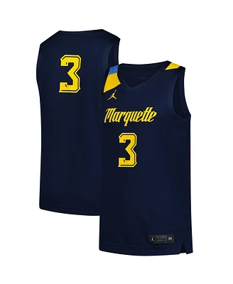 Jordan Men's 3 Navy Marquette Golden Eagles Replica Basketball Jersey