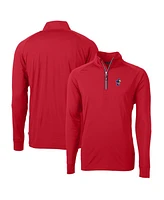 Cutter & Buck Men's Red Kansas Jayhawks Adapt Eco Knit Stretch Quarter-Zip Pullover Top