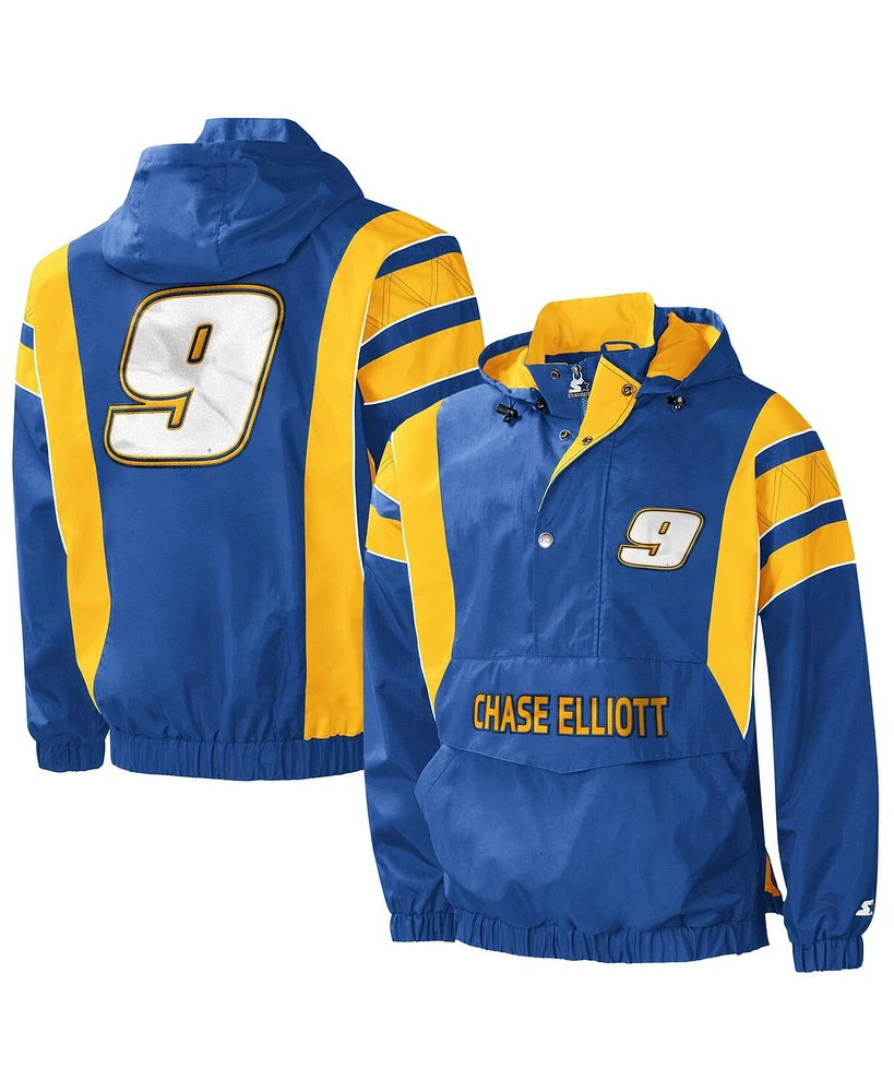 Starter Men's Royal/Yellow Chase Elliott Impact Half-Snap Pullover Jacket