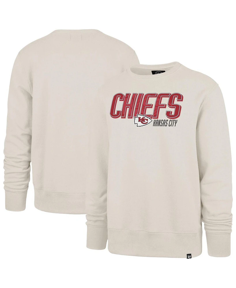 '47 Brand Men's Cream Kansas City Chiefs Locked Headline Pullover Crewneck