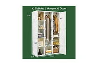 Foldable Armoire Wardrobe Closet with 10 Cubes for Organized Storage and Space-Saving Solution