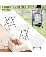 32" Round Folding Table Lightweight Portable Commercial Banquet Table for Picnic