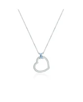 The Lovery Baguette Blue Topaz Open Heart Necklace 14K White Gold