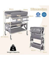 Portable Baby Changing Table with Wheels and Large Storage Rack Convenient Mobile for Nursery Organization