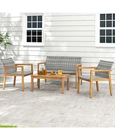 4-Piece Patio Furniture Set with Loveseat Single Chairs and Coffee Table