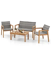 4-Piece Patio Furniture Set with Loveseat Single Chairs and Coffee Table