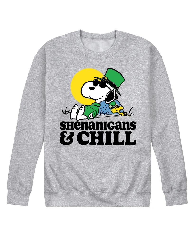 Airwaves Men's Peanuts St Patrick's Day Shenanigans Chill Long Sleeve Fleece