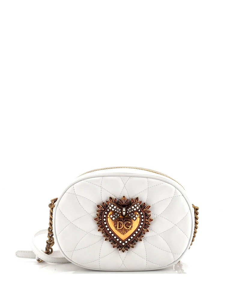 Pre-Owned Dolce & Gabbana Small Devotion Camera Bag Quilted Leather