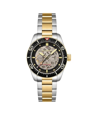 Spinnaker Men's Croft 42 Skeleton Automatic Two Tone Solid Stainless Steel Bracelet Watch, 42mm