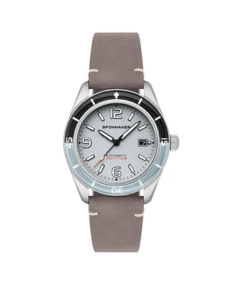 Spinnaker Men's Fleuss Automatic Gray Leather Strap Watch, 43mm