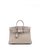 Pre-Owned Hermes Birkin 25 Handbag Grey Swift with Palladium Hardware