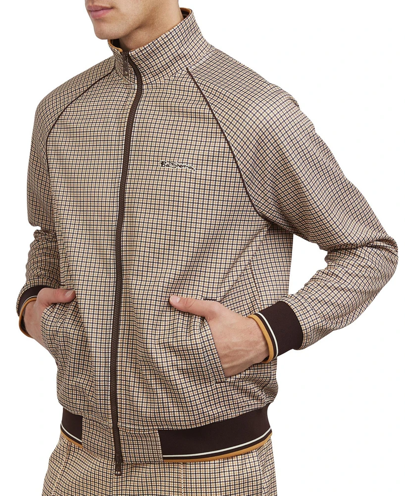 Ben Sherman Men's Regular-Fit Houndstooth Check Full-Zip Track Jacket
