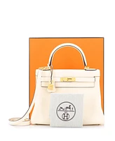 Pre-Owned Hermes Kelly 28 Handbag Light Clemence with Gold Hardware