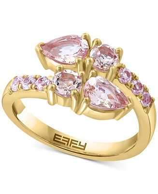 Effy Morganite (1-3/4 ct. t.w.) & Zircon (3/8 ct. t.w.) Bypass Ring in 14k Gold over Silver