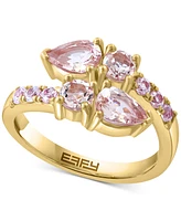 Effy Morganite (1-3/4 ct. t.w.) & Zircon (3/8 ct. t.w.) Bypass Ring in 14k Gold over Silver