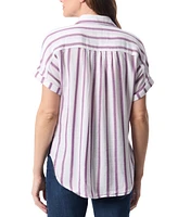 Gloria Vanderbilt Petite Daisy Striped Short-Sleeve Blouse