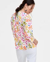 Jm Collection Women's Printed Embellished Top, Exclusively at Macy's