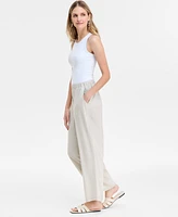 Jm Collection Women's Linen Blend Wide-Leg Pull-On Pants, Exclusively at Macy's