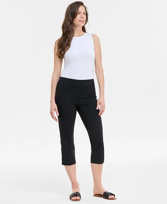 Jm Collection Petite Mid-Rise Lace-Trim Pull-On Capri, Exclusively at Macy's