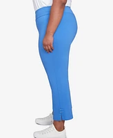 Hearts Of Palm Plus It Had To Be Blue Solid Tech Stretch Pull On Capri Pants