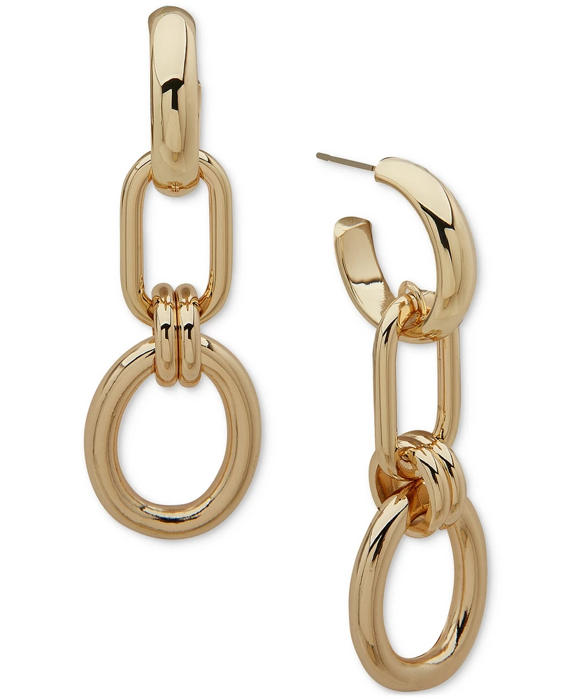 Emily in Paris Gold-Tone Polished Chain Link Drop Earrings