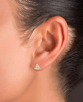 Cubic Zirconia Triangle Bezel Screw Back Stud Earrings in 14k Gold-Plated Sterling Silver