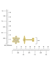 Cubic Zirconia Pave Flower Stud Earrings in 14k Gold-Plated Sterling Silver